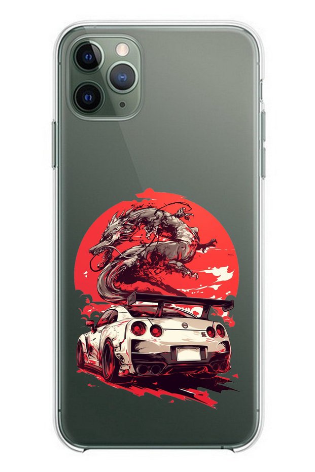 جراب سيليكون شفاف بتصميم GTR Dragon متوافق مع هاتف iPhone 11 PRO MAX