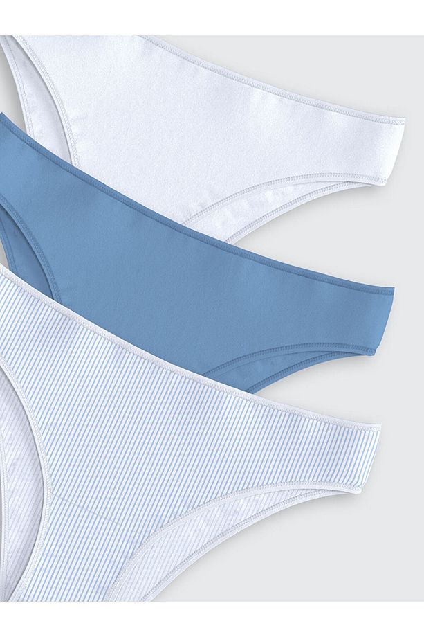 LCW DREAM Mavi Çizgili Brazilian Külot 3'lü Paket - 3