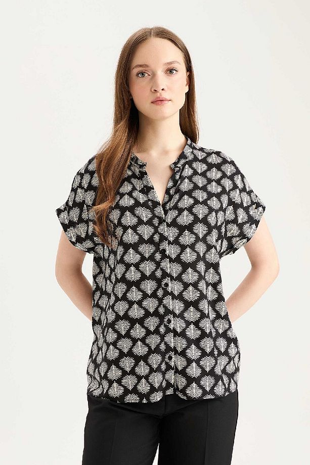 Regular Fit Apaş Yaka Desenli Kısa Kollu Gömlek I6173AZ25SM - 3