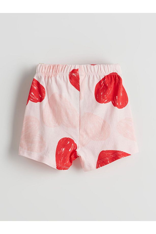 LCW baby Kalp Baskılı Kız Bebek Şortlu Pijama Takım - 5