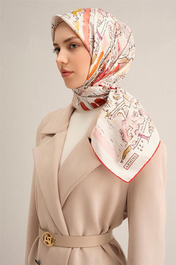 وشاح أوبجي منقوش ساف حرير تويل 9349D 32
