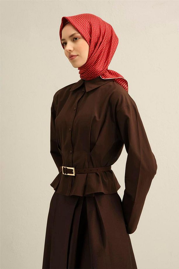 Desenli Saf Ipek Twill Eşarp 9307- 36 - 2