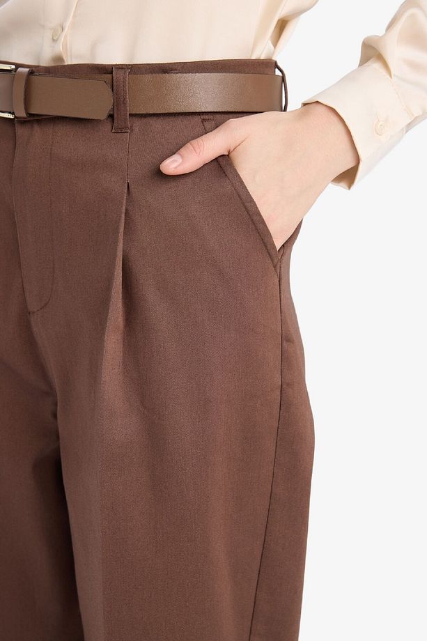 Carrot Fit Kemerli Klasik Pantolon Yüksek Bel Dar Paça Piliseli Basic Düz Kısa Paça D4282ax25sm - 3