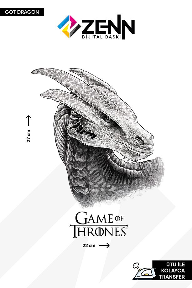Game Of Thrones Ejderha Ütü İle Yapışan Dtf Baskı - 1