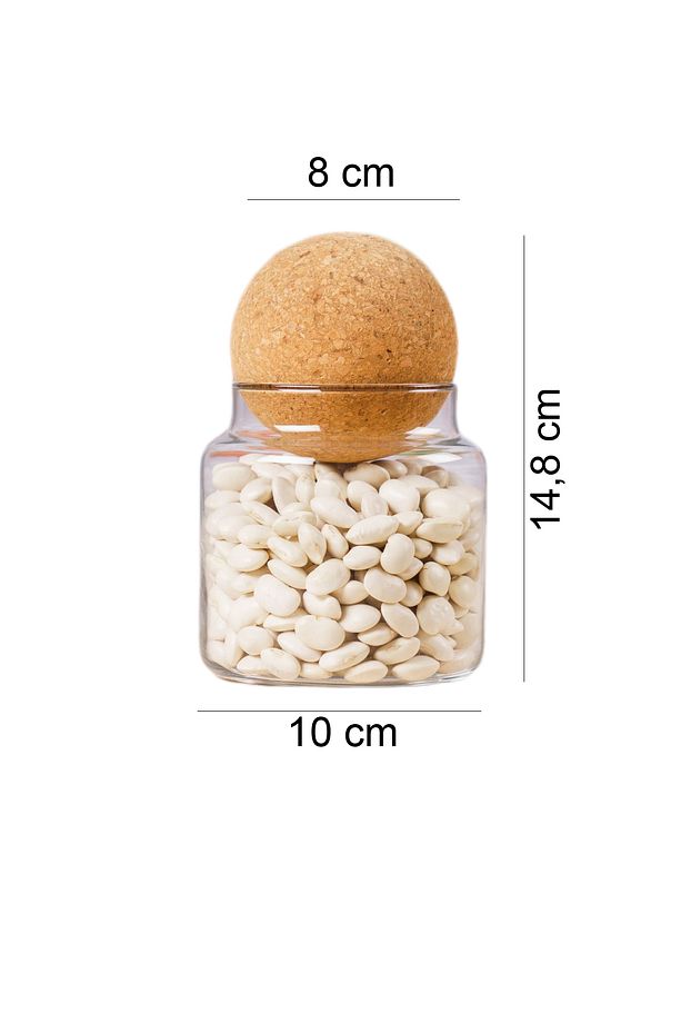 12 Adet Top Mantar Kapaklı 600 ml Cam Kavanoz Seti, Etiket Hediyeli - 2