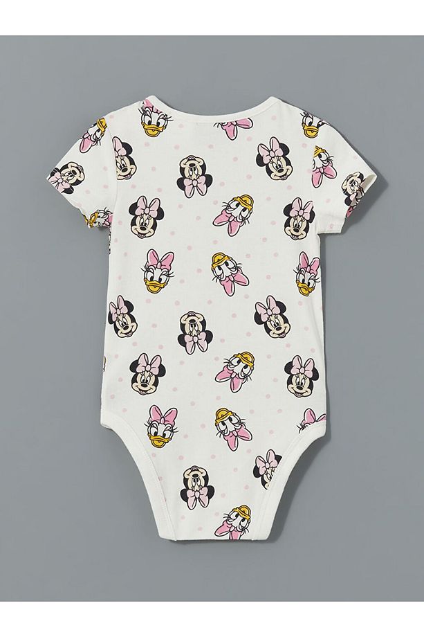 LCW baby Ekru Kız Bebek Çıtçıtlı Body ve Şort 2'li Takım - 3