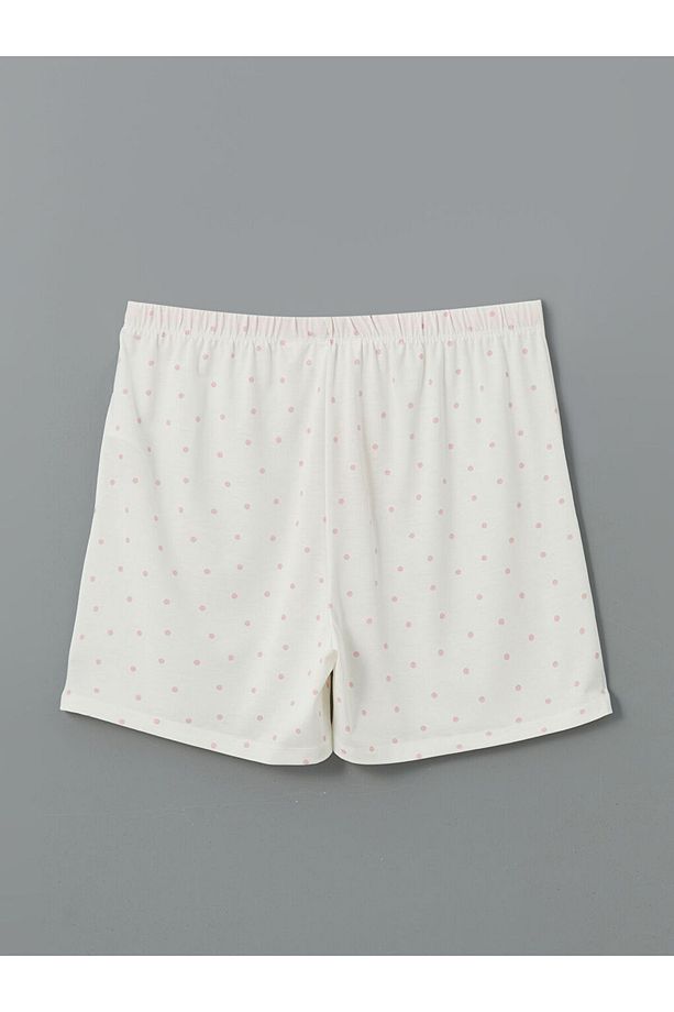 LCW DREAM Ekru Beli Lastikli Puantiyeli Kadın Şort Pijama Altı - 2