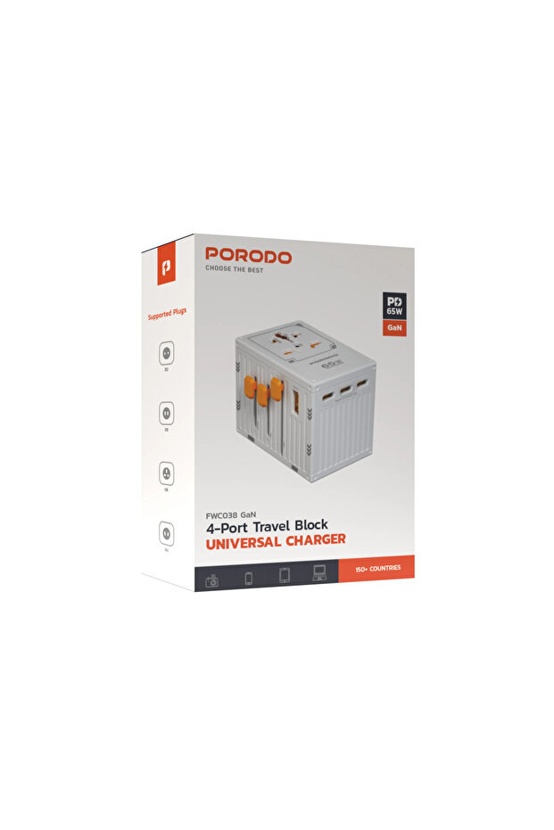 Pd65W Universal Travel Adapter Charger - White
