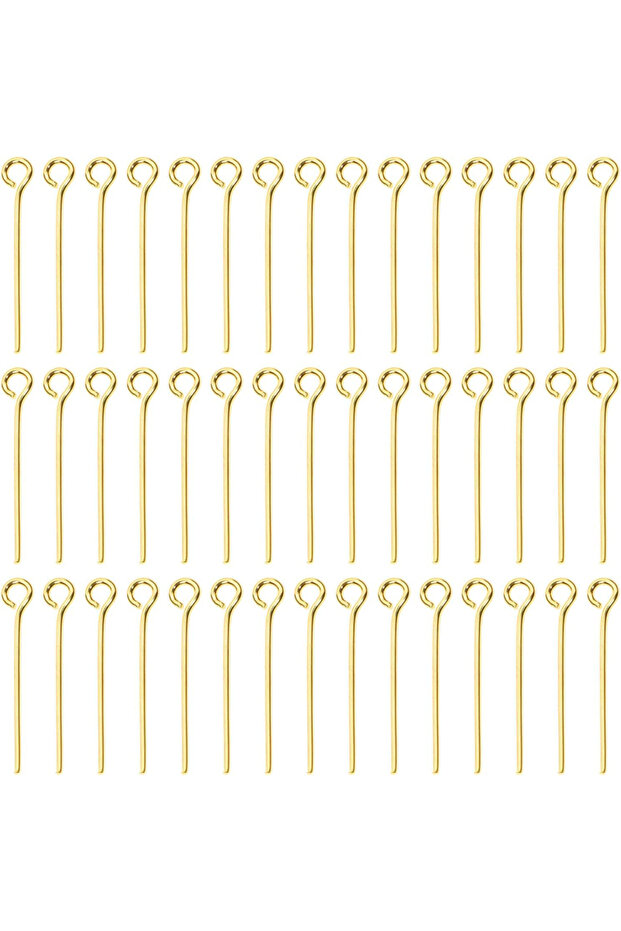 Gold 200PCS 2.0cm Mini Metal Wire Eyepins Beading Small Open Eye Head Pins Needles Bulk for DIY Craf
