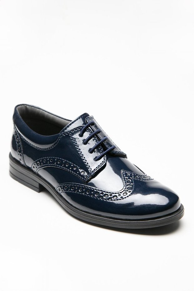 Boy's Berlin Shiny Patent Leather Brogue Detailed Lace-Up Classic Shoes
