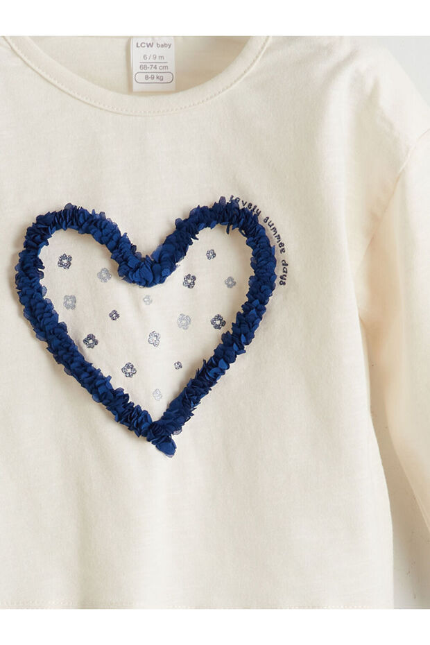 LCW baby Bej Bisiklet Yaka Çiçekli Kız Bebek Bluz ve Tayt 2'li - 5