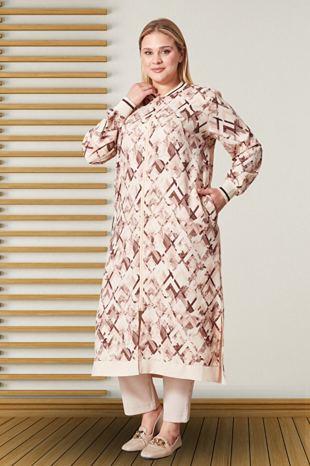 قبعة نسائية كبيرة الحجم منقوشة - 7