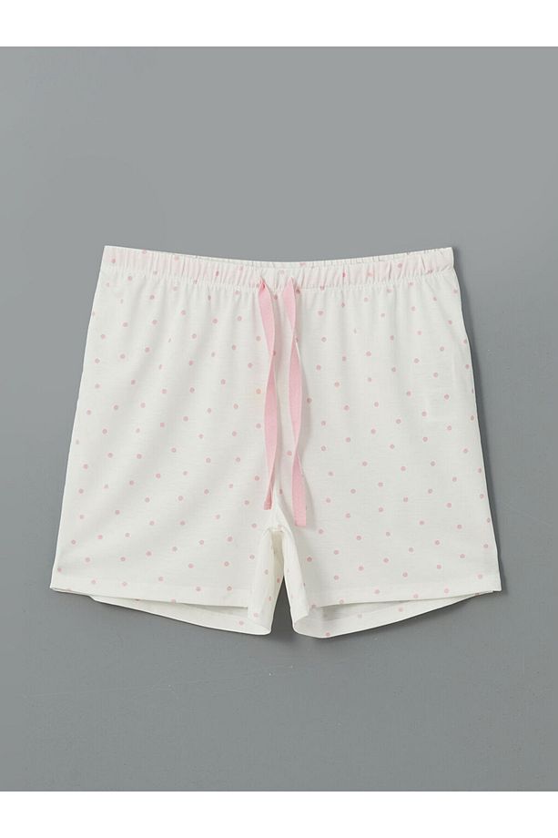LCW DREAM Ekru Beli Lastikli Puantiyeli Kadın Şort Pijama Altı - 1