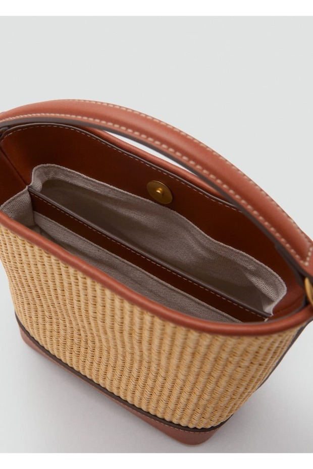 Kanvas toka detaylı bucket çanta - 6