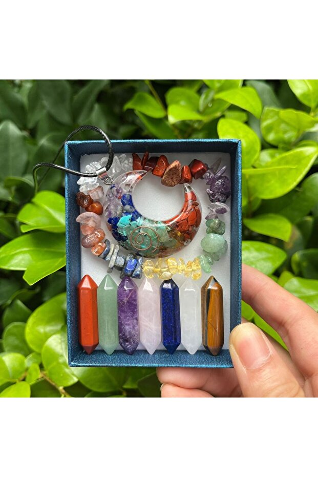 Style A 9pcs Pointed Quartz Crystal,Chakra Healing Stones And Crystals Set,Hexagon Rose Quartz Gems