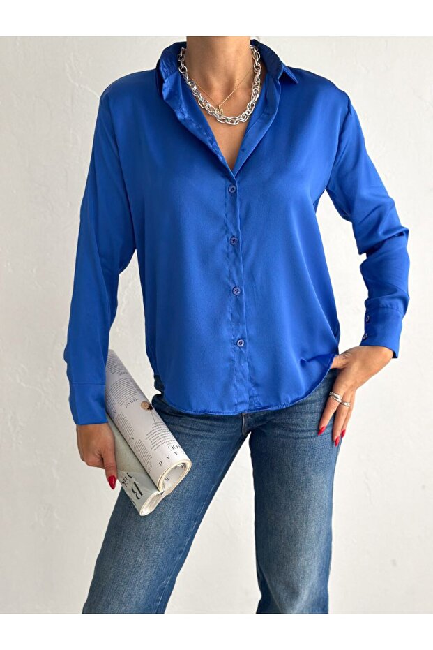 Kadın Saten Gömlek - 4