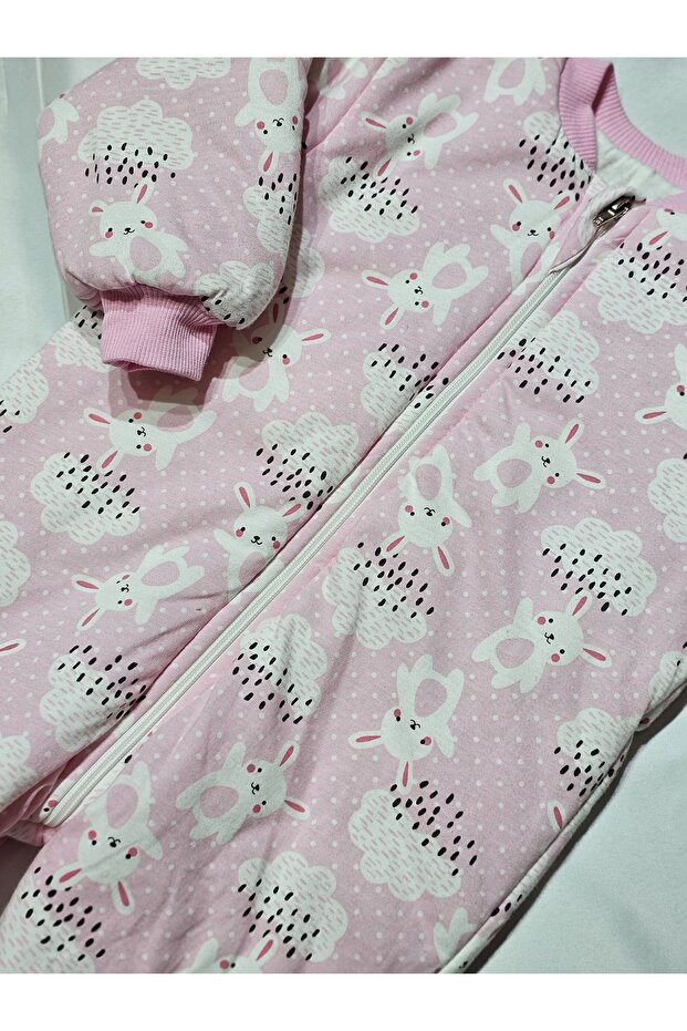 Girl's Rabbit Patterned Pink Basic Sleeping Bag - 4