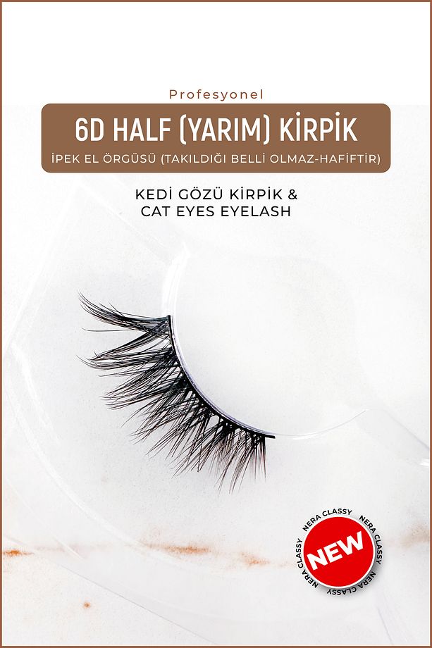 6D İpek Takma Kirpik - Half İpek Kirpik - (KEDİ GÖZÜ KİRPİK & CAT EYES EYELASH) - 3