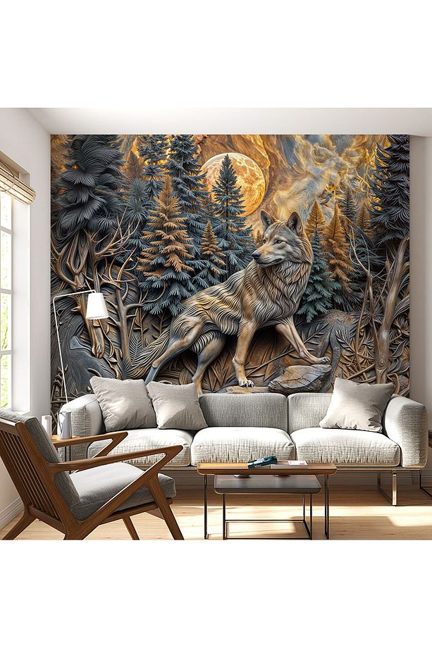 3d tek başına kurt poster duvar kağıdı - 3