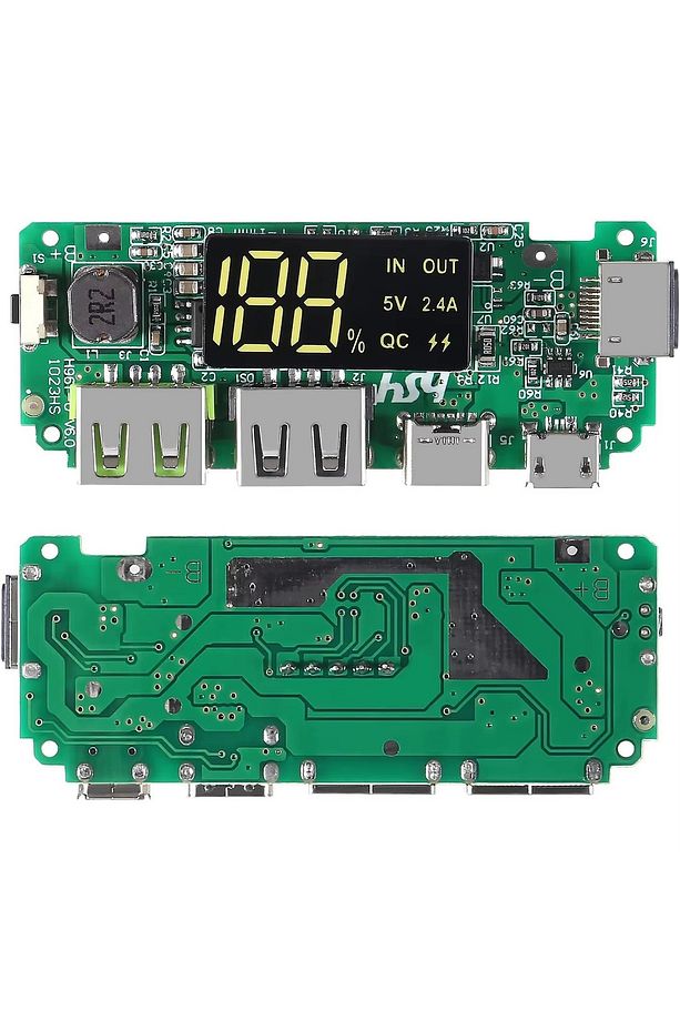 Pil şarj cihazı kurulu LED çift USB 5V 2.4A mikro/tip-cUSB mobil güç banka 18650 şarj modül - 1