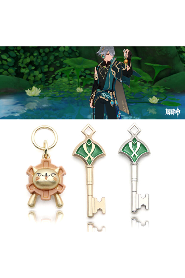 A Set Game Genshin Impact Alhaitham Kaveh Key Keychain Sumeru Kaveh Al Haitham Lion Key Set Keyring