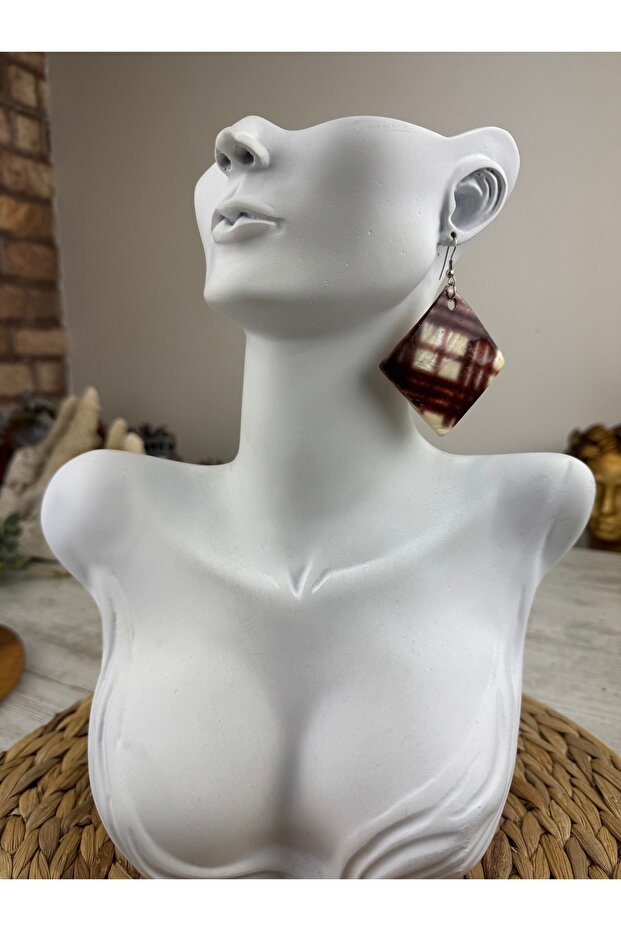 Ekose Sedef taş küpe - 3