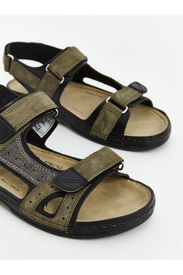 LCW STEPS Haki Cırt Cırtlı Erkek Sandalet - 3