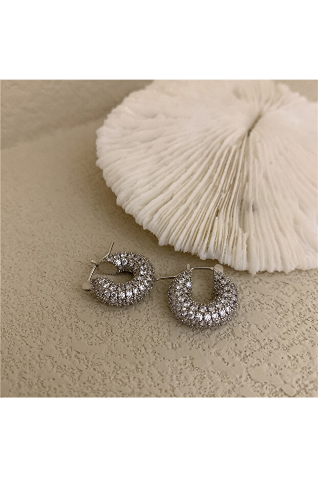 samll silver Peri'sBox Large Small Chunky Hoop Earrings Set With Zircon Huggie Earring Hoops Unusual
