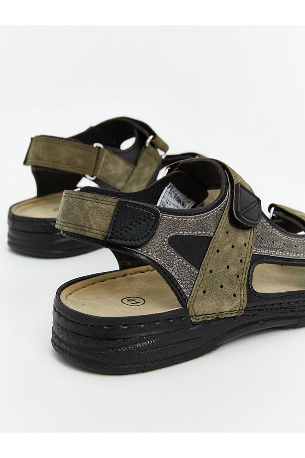 LCW STEPS Haki Cırt Cırtlı Erkek Sandalet - 5
