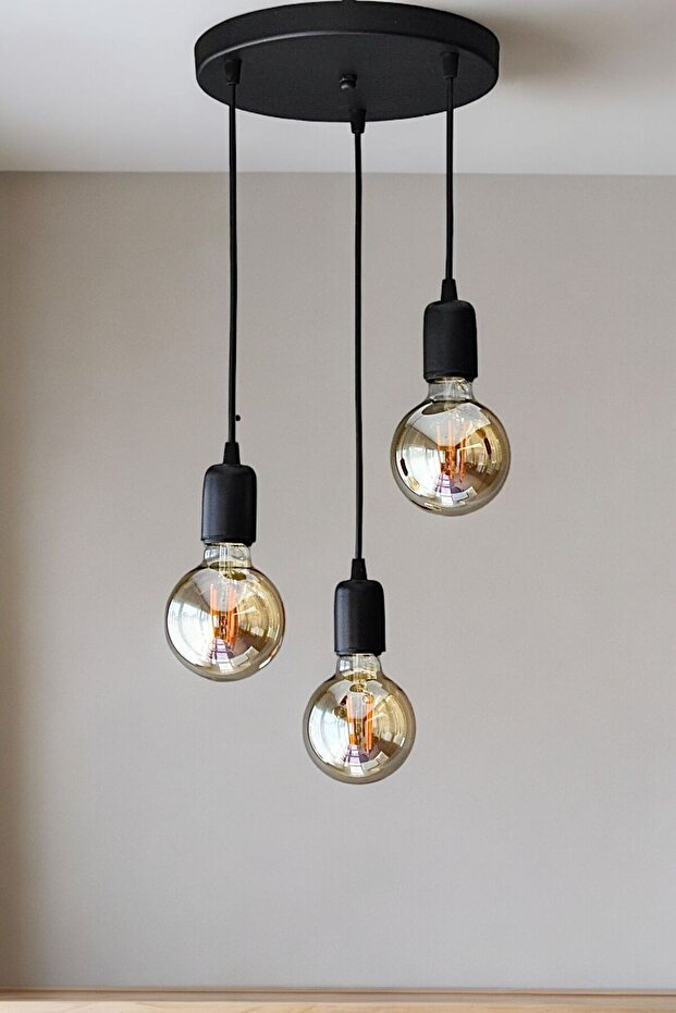 Retro Rustik Agora 3'lü Siyah Sarkıt - 3