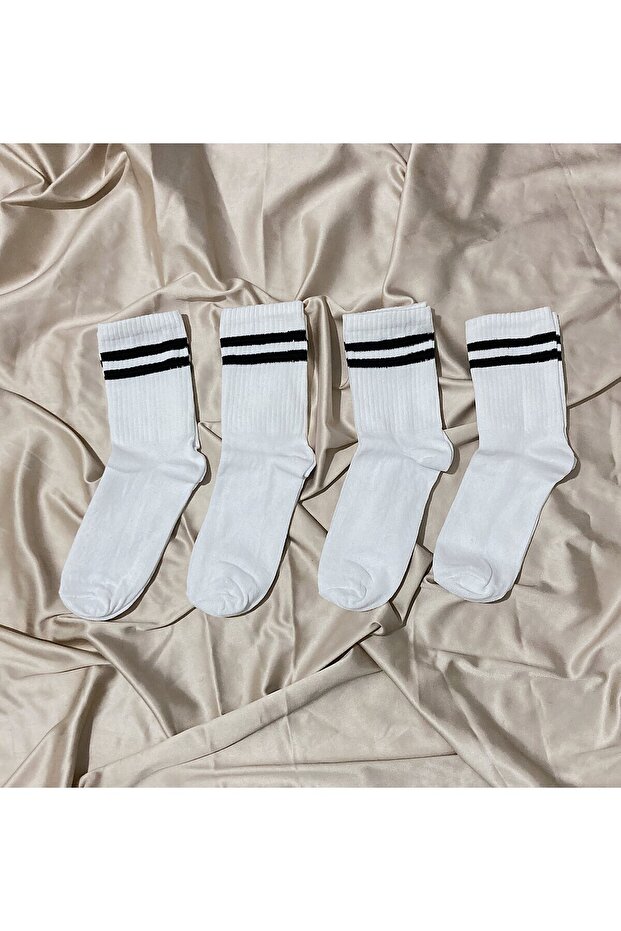 4 Pack Black Striped College Socks (4 Pairs)