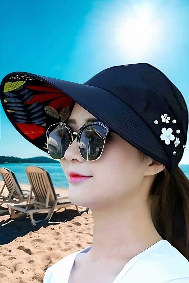 Women's Floral Patterned Summer Visor Hat