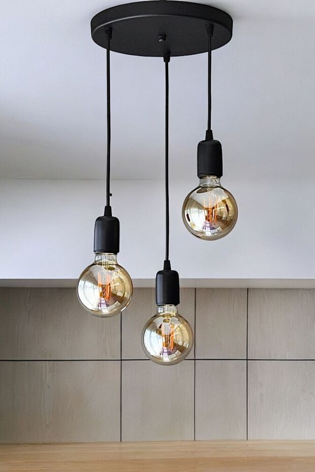 Retro Rustik Agora 3'lü Siyah Sarkıt - 1