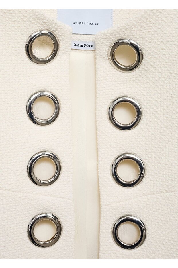 Delikli kenarlı pamuklu ceket - 8