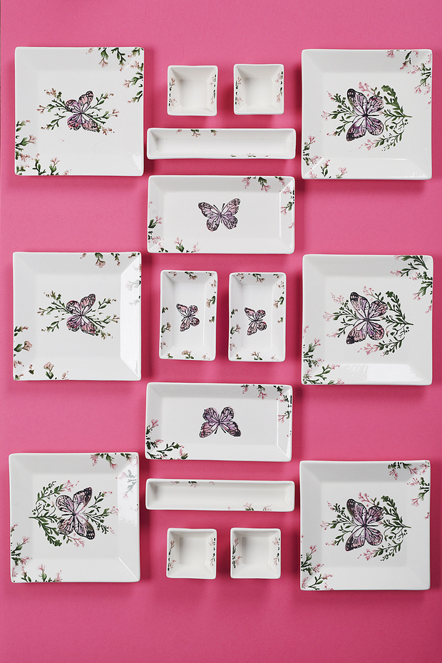 16 Pieces 6-Person Butterfly Breakfast Set Handmade Breakfast Presentation Set Serving Plates