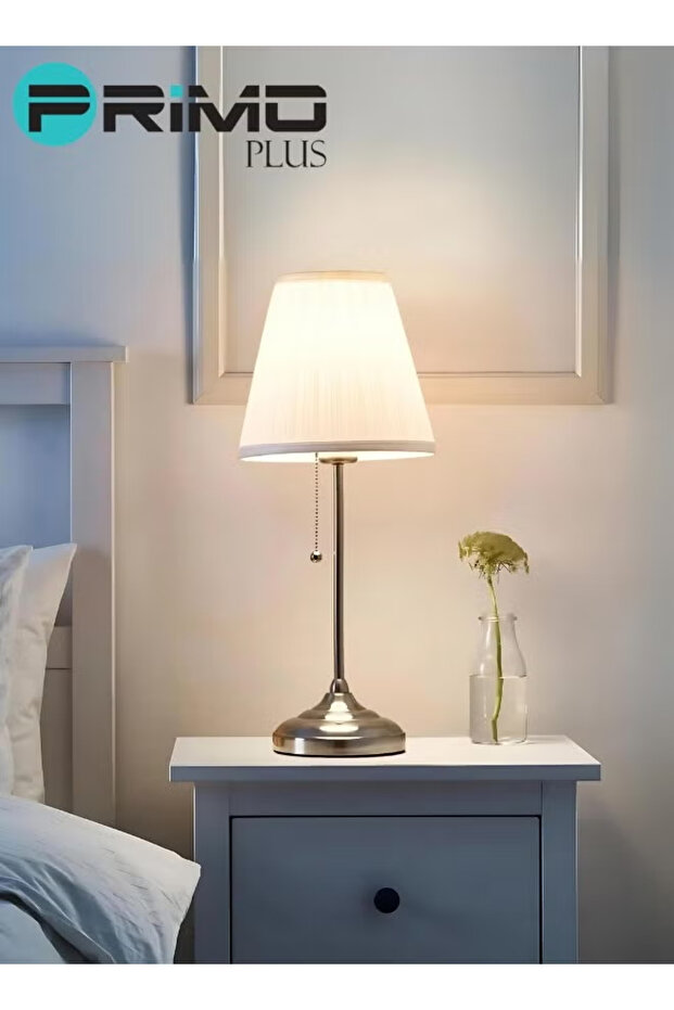 مصباح طاولة فضي/أبيض - 8