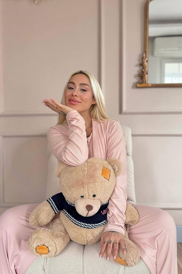 Pudra Dublin Sabahlıklı Kadın Pijama Takımı - 5