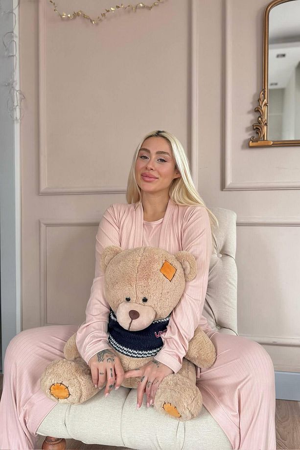 Pudra Dublin Sabahlıklı Kadın Pijama Takımı - 4