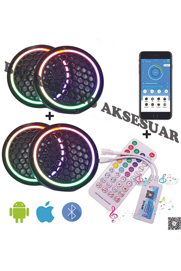 Telefon+Kumanda Kontrollü 1600 Modlu 4 Adet 16CM Pixel Led Kapak + Kumanda Modül - 1