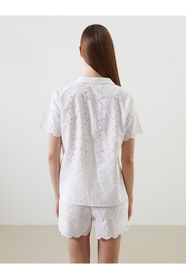 Kendinden Desenli Kadın Şortlu Pijama Takımı - 4