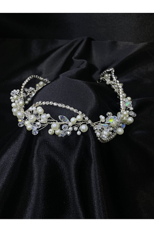 Wedding Engagement Bridal Crown with Pearl Crystal and Zircon Stone