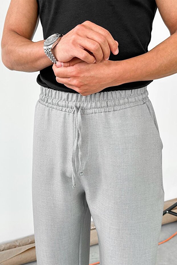 بنطلون رمادي بخصر مريح - 3