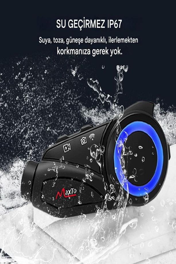 Yeni Sürüm Maxto M3 intercom  360 Derece Dönen Kask Klipsli Kameralı Motosiklet Kask İntercomu - 6