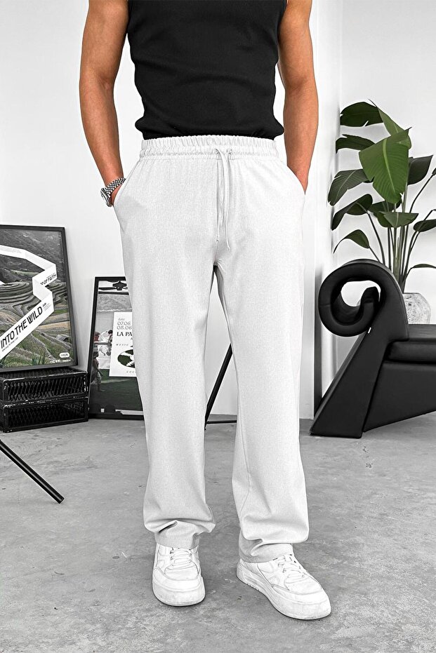 Light Gray Textured Soft Jogger Pants