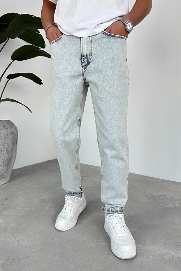 Buz Mavi Basic Regular Pantolon - 1