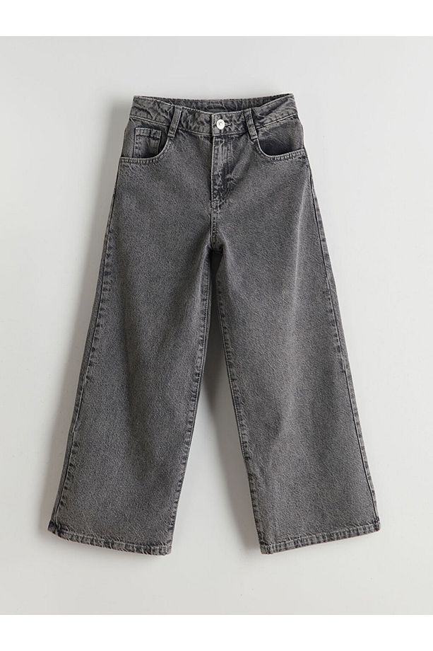 LCW Beli Ayarlanabilir Lastikli Kız Çocuk Jean Pantolon - 1