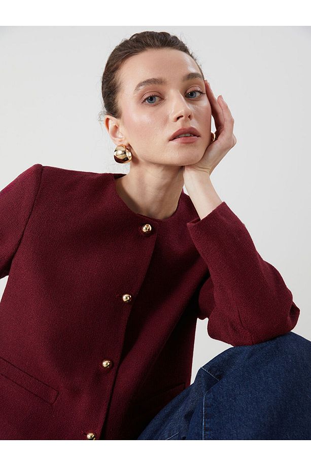 LCW Bisiklet Yaka Dokulu Kadın Tüvit Ceket Fast Moda - 1