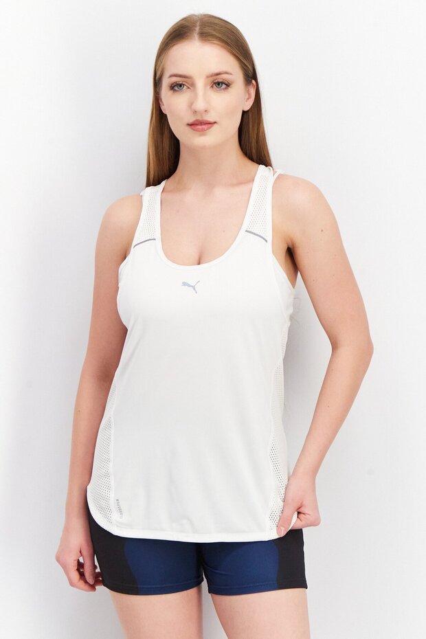 Women Regular Fit Marathon Running Tank Top, White