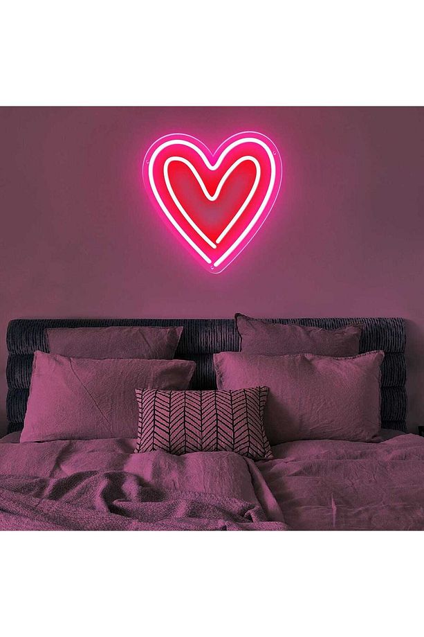 Kalp Dekoratif Neon Led Işıklı Aydınlatma Tablo - 3