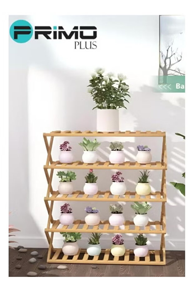 رف قابل للطي من الخيزران بخمس طبقات - 5